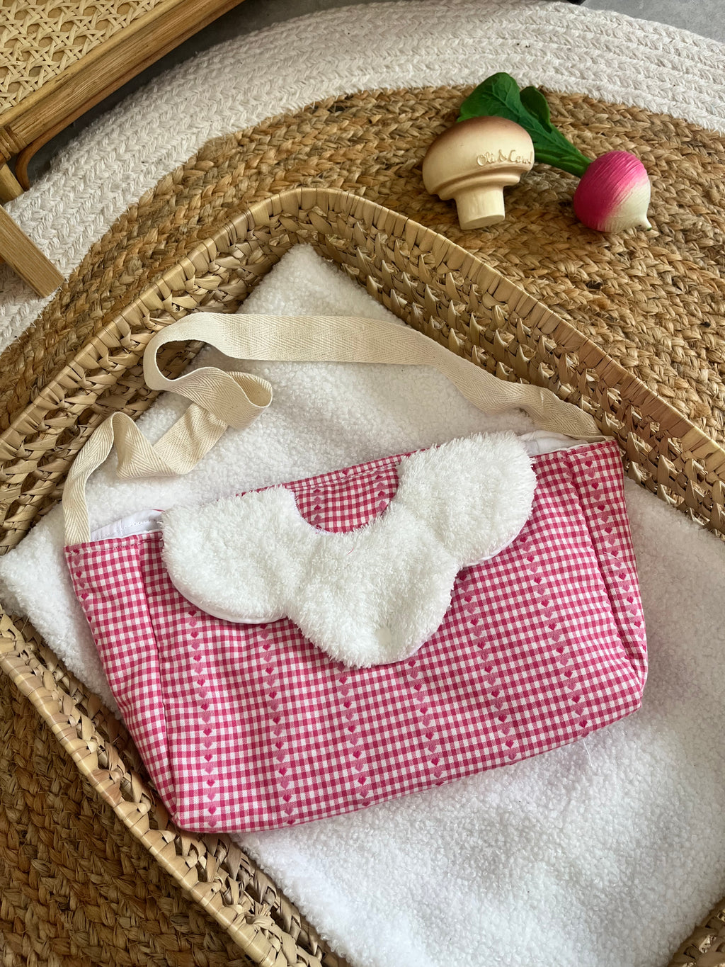 Sac à langer Vichy cœur