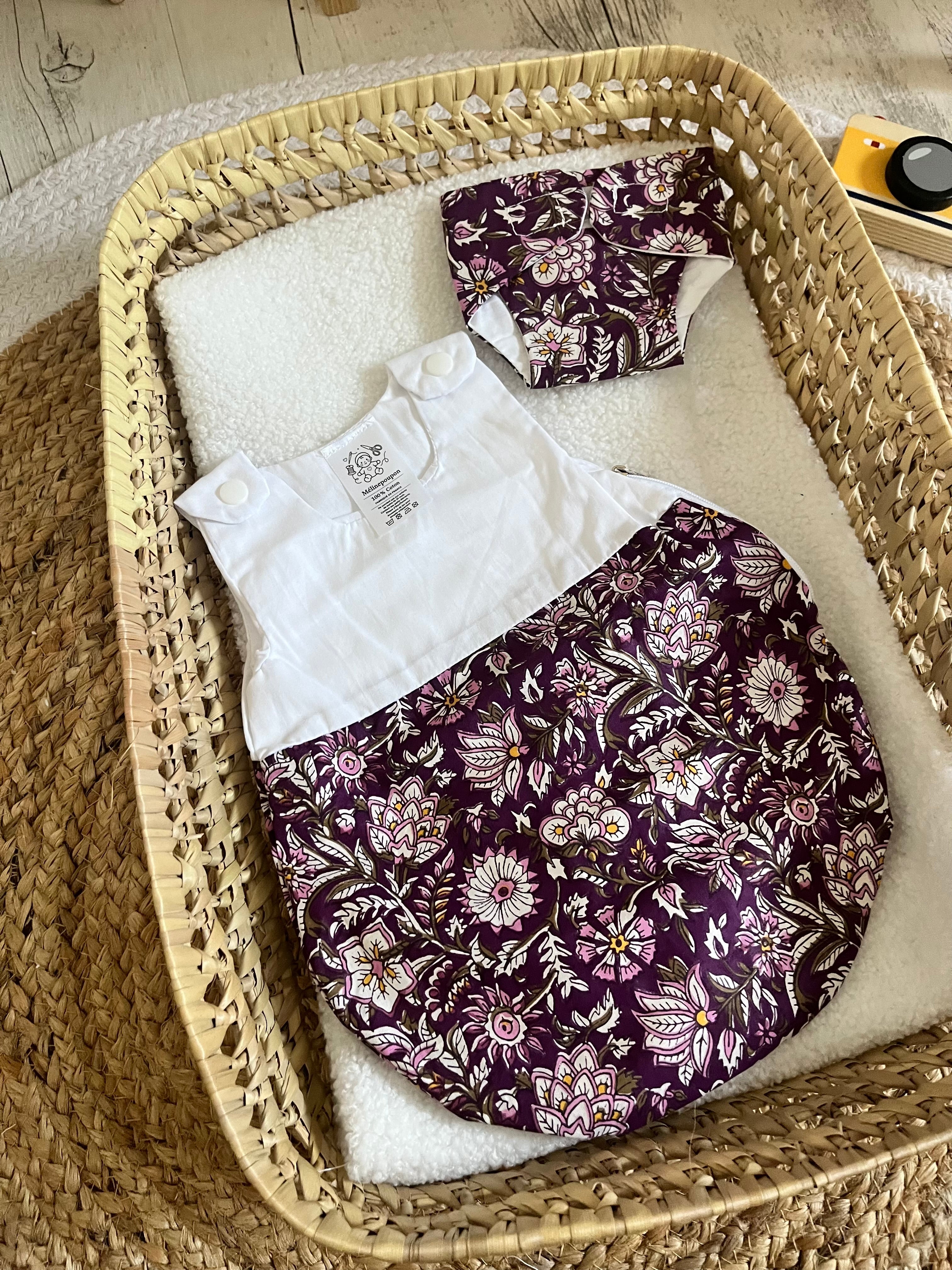 Gigoteuse + couche fleur violette