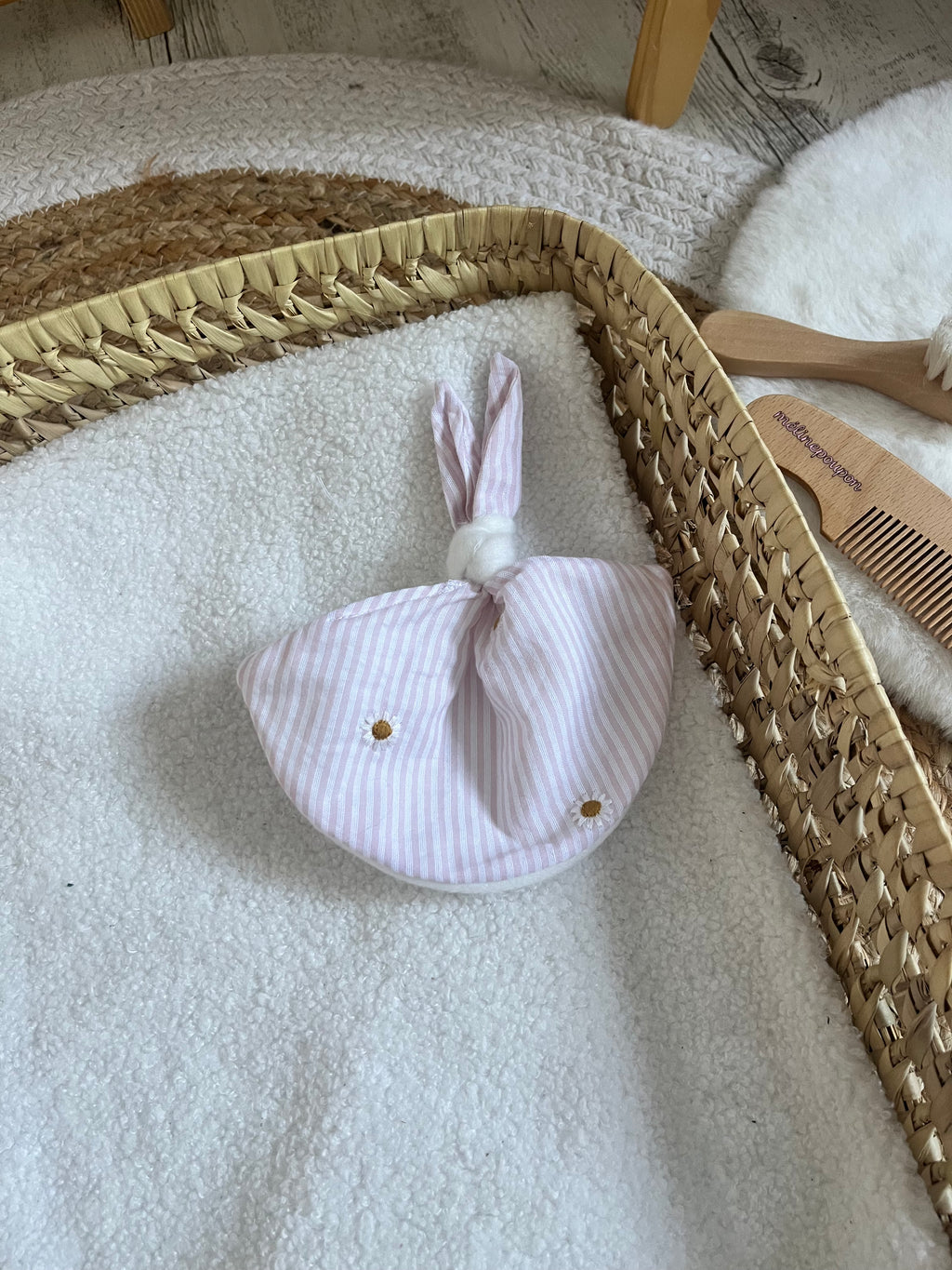 Doudou rose fleurs