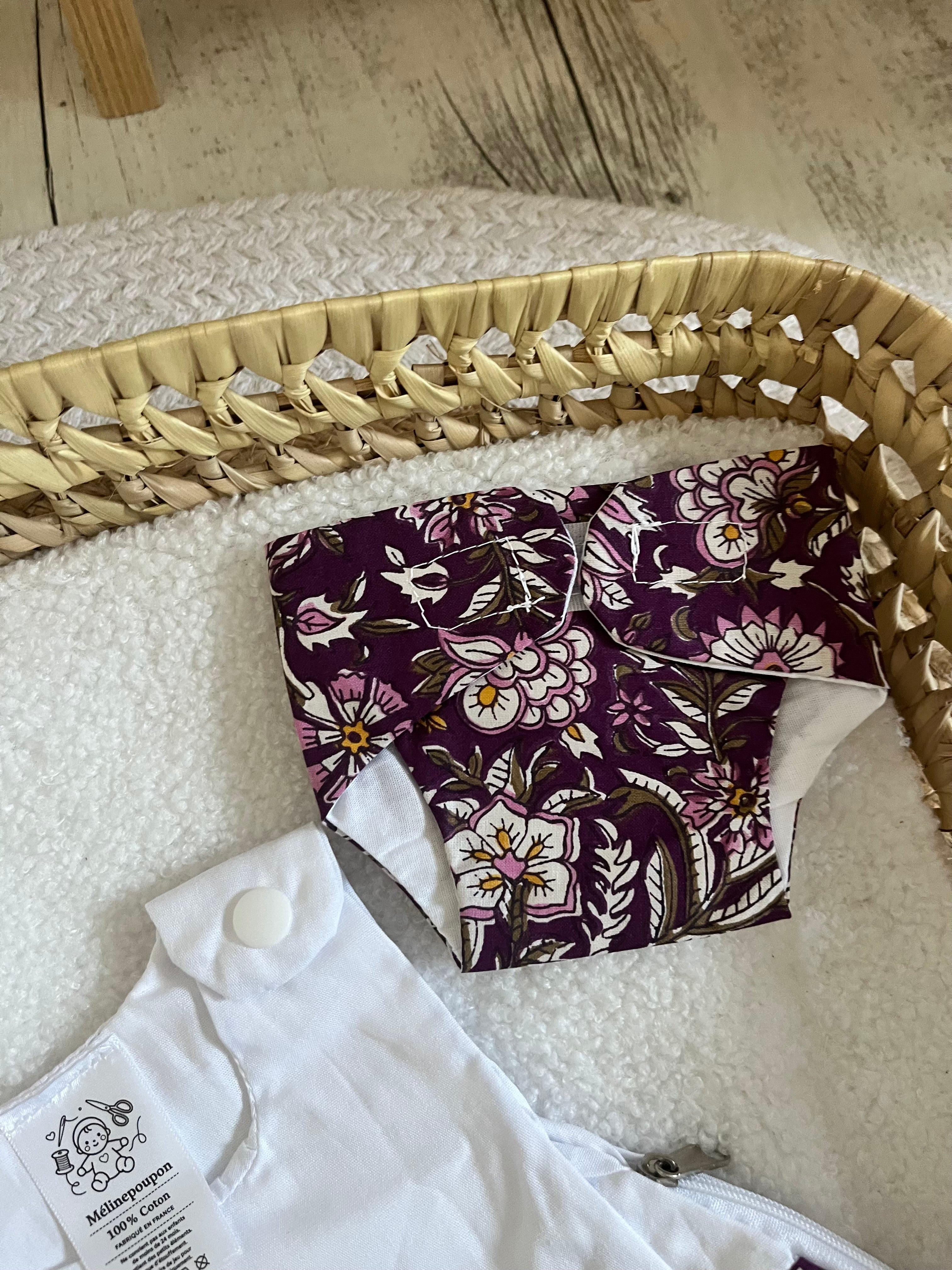 Gigoteuse + couche fleur violette
