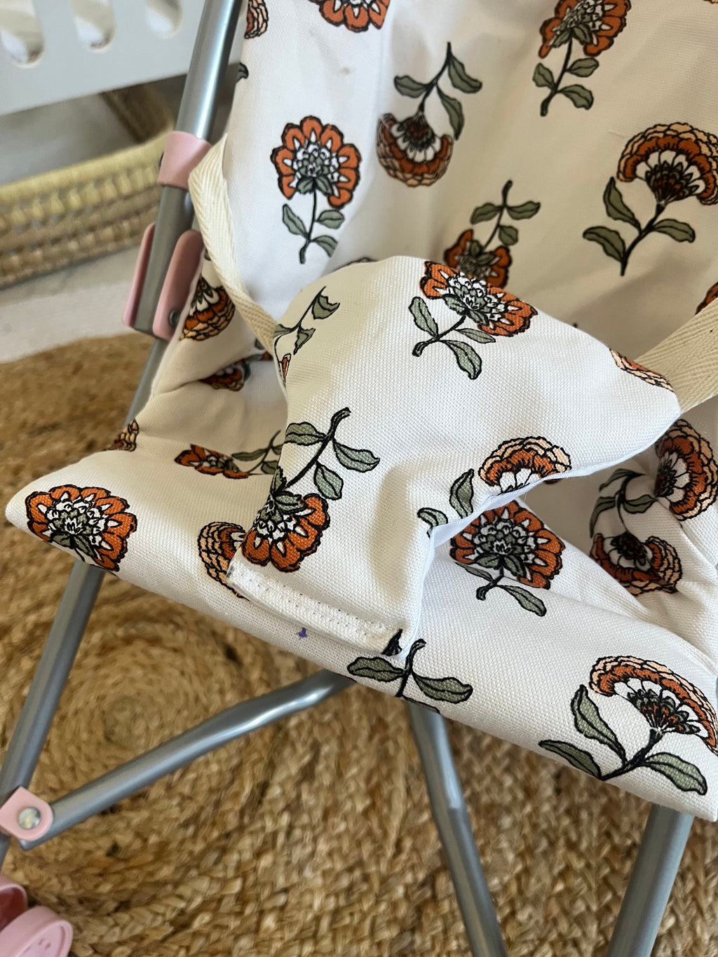 Housse poussette beige fleurs