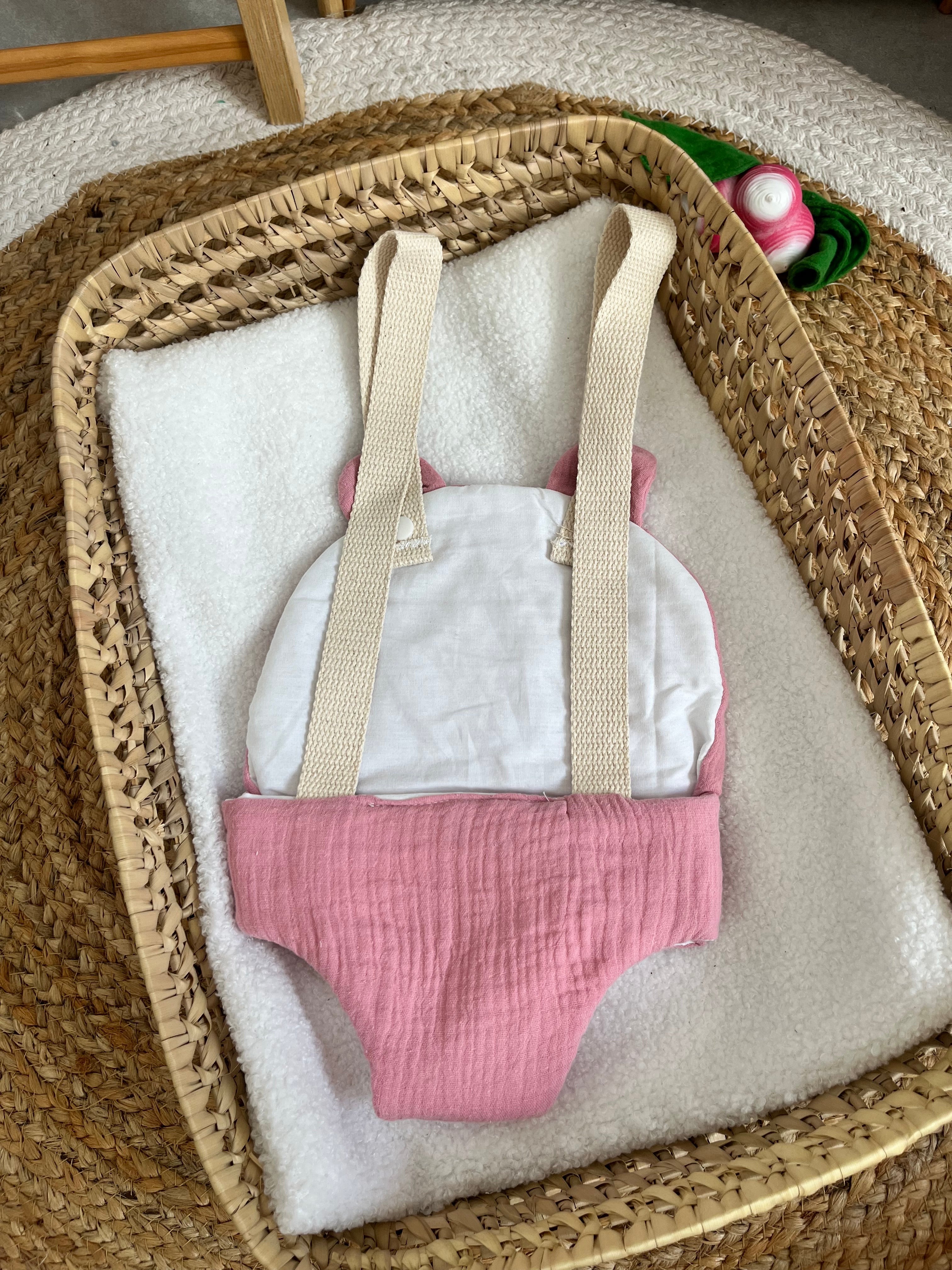 Porte bébé /poupée Vichy cœur