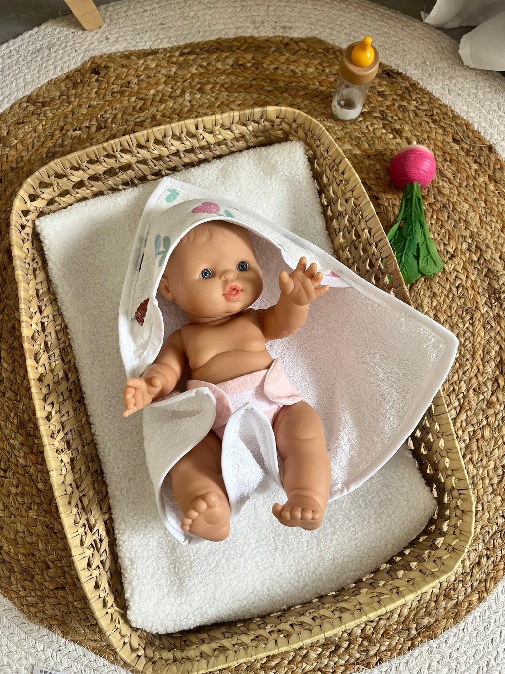 Sortie de bain cœur fleurs