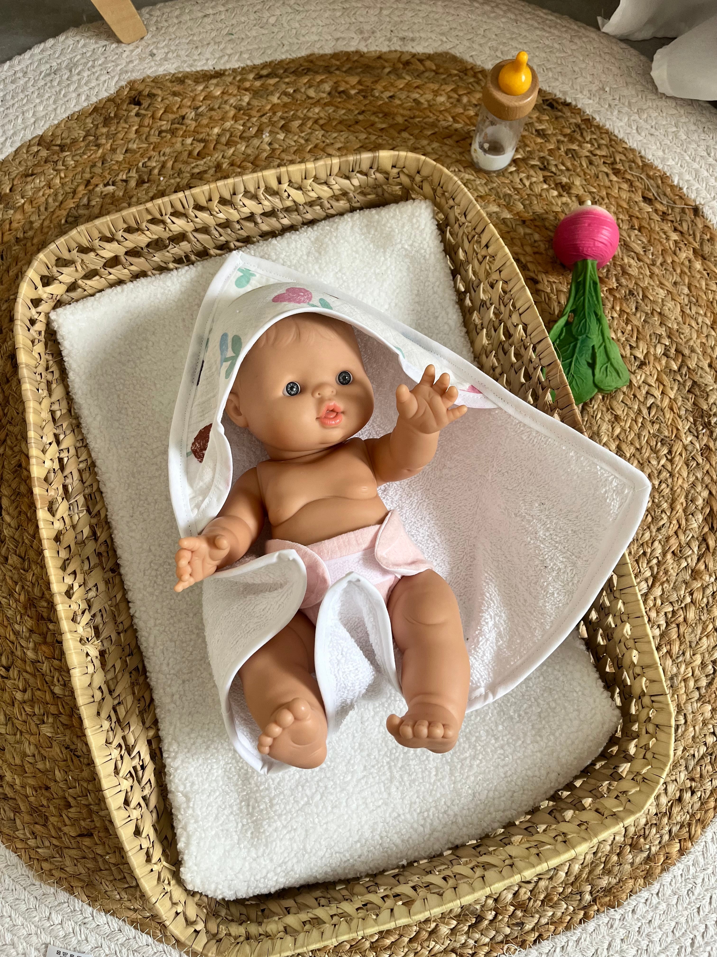 Sortie de bain cœur fleurs