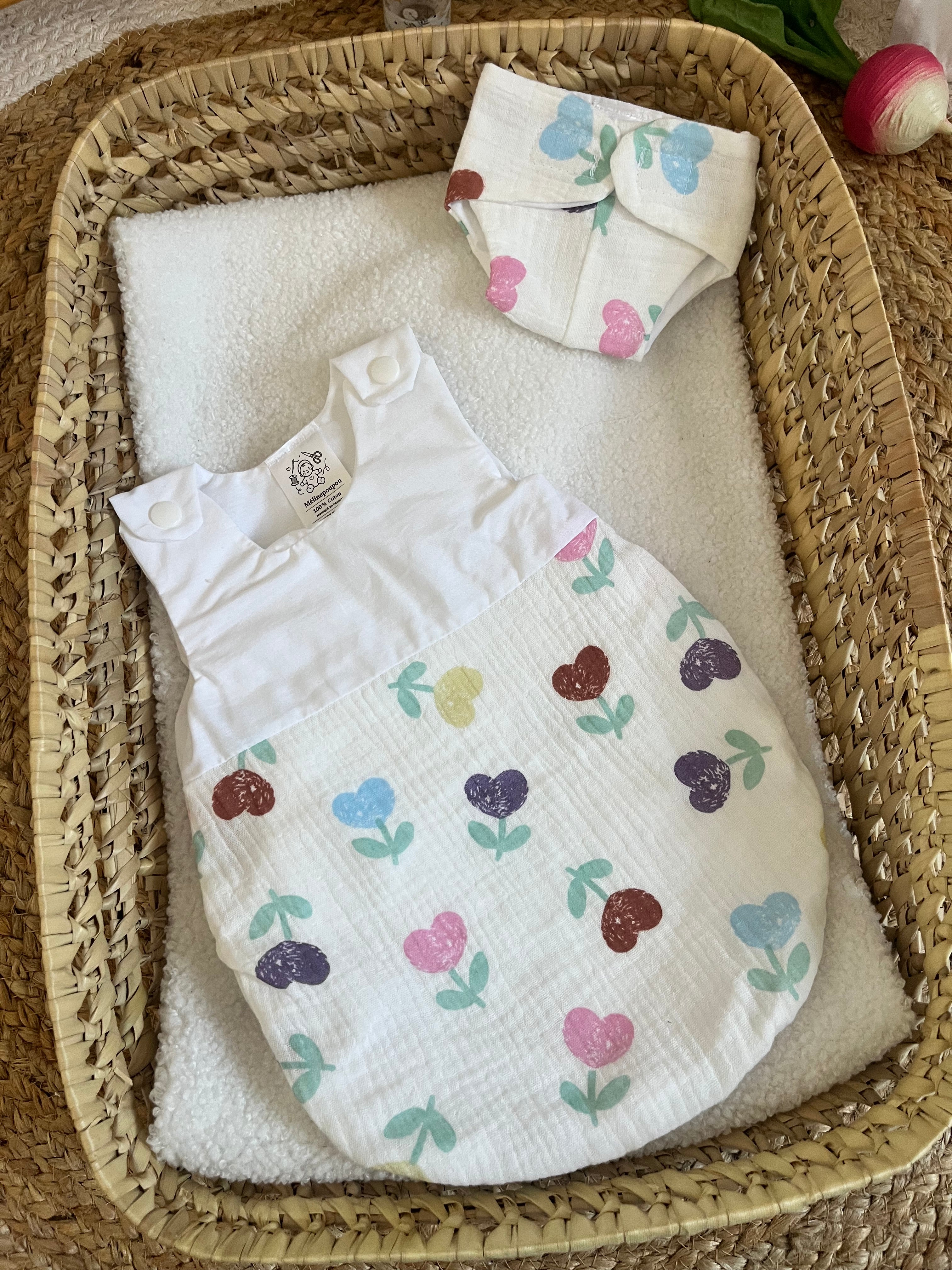 Gigoteuse + couche cœur fleur