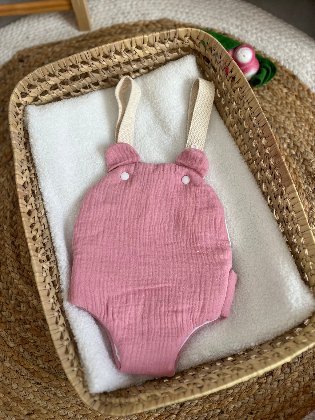 Porte bébé /poupée Vichy cœur