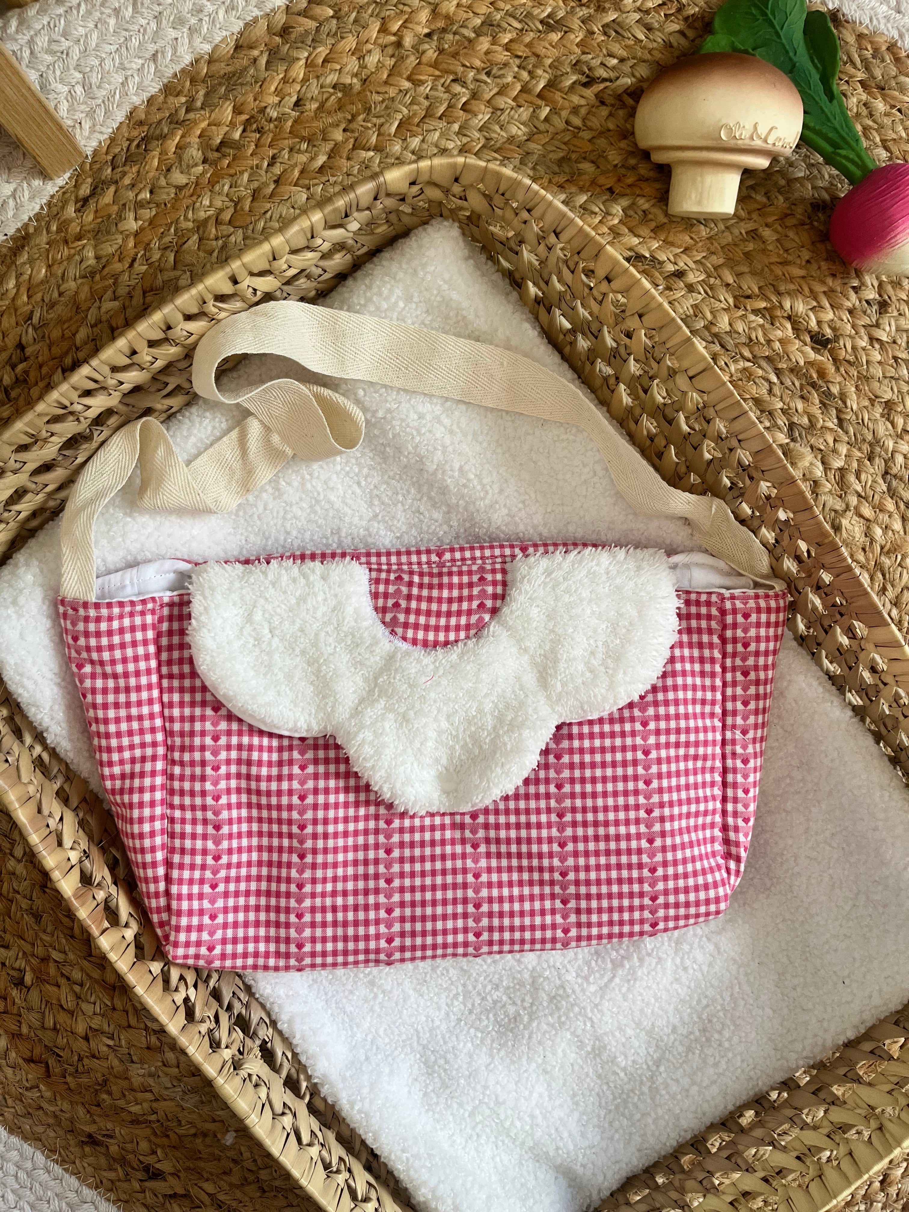 Sac à langer Vichy cœur
