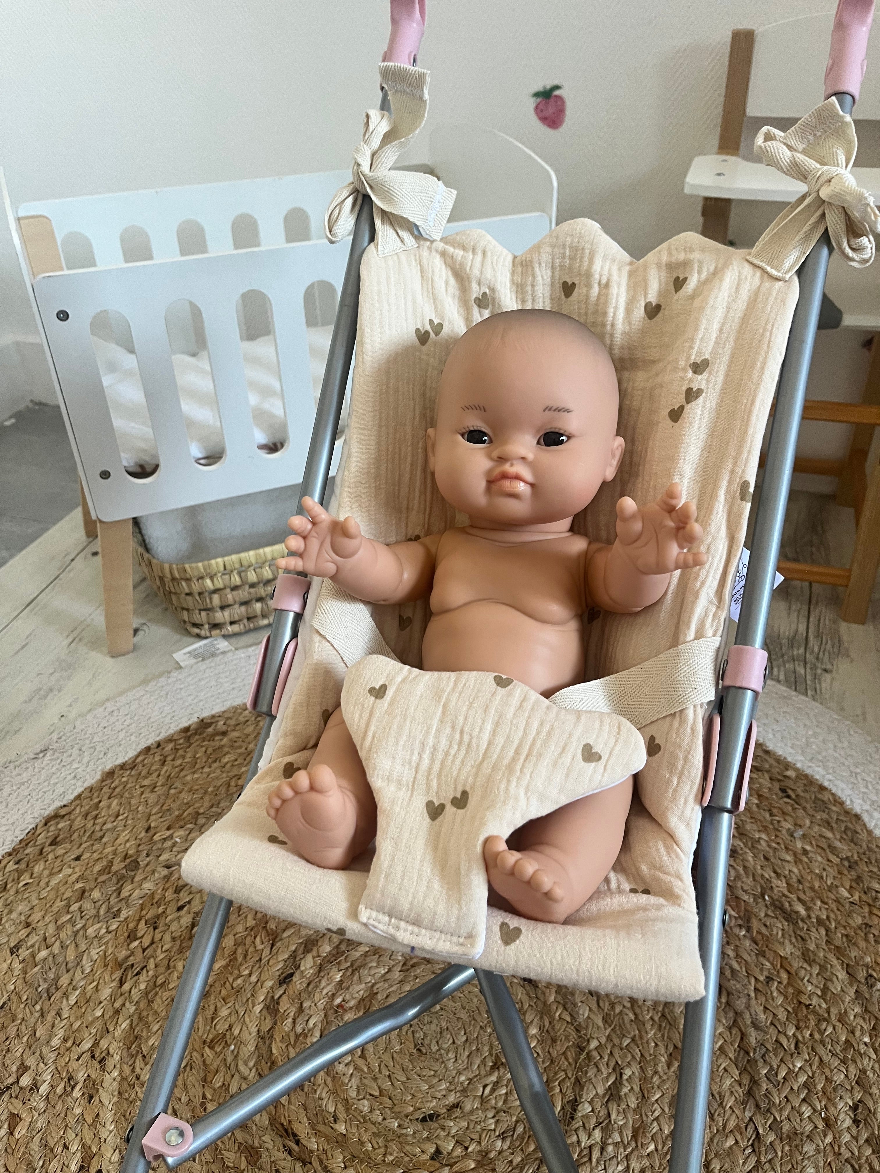 Housse poussette beige cœur