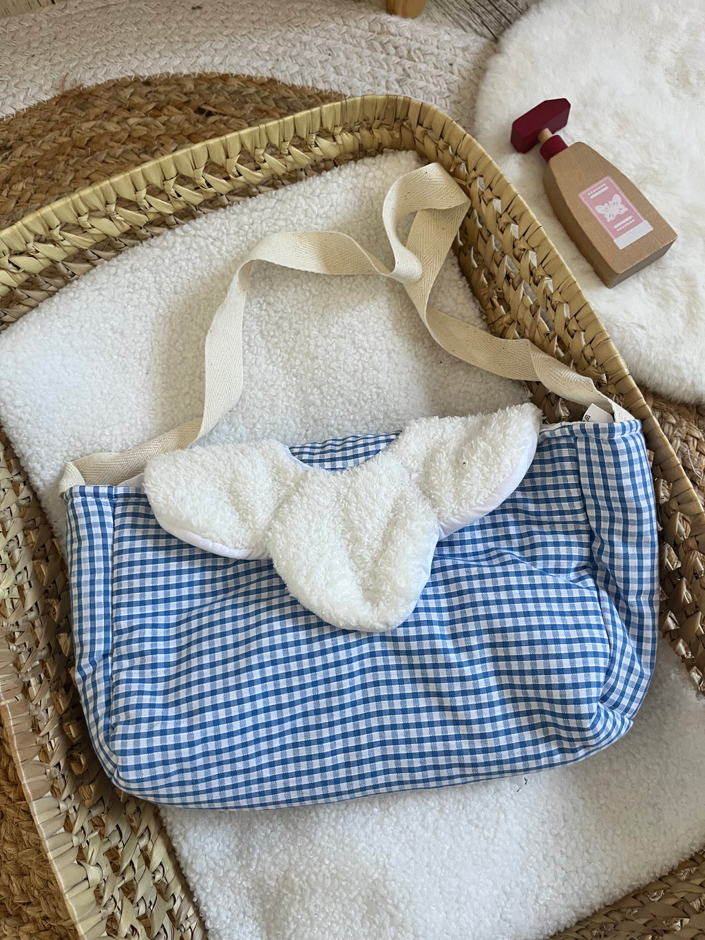 Sac à langer Vichy bleu