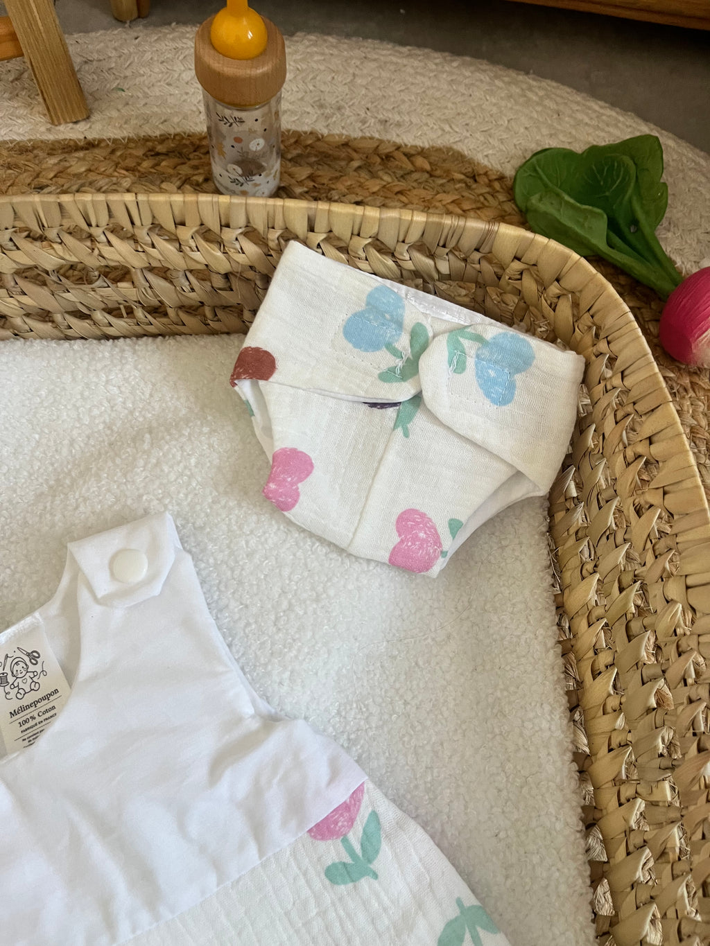 Gigoteuse + couche cœur fleur