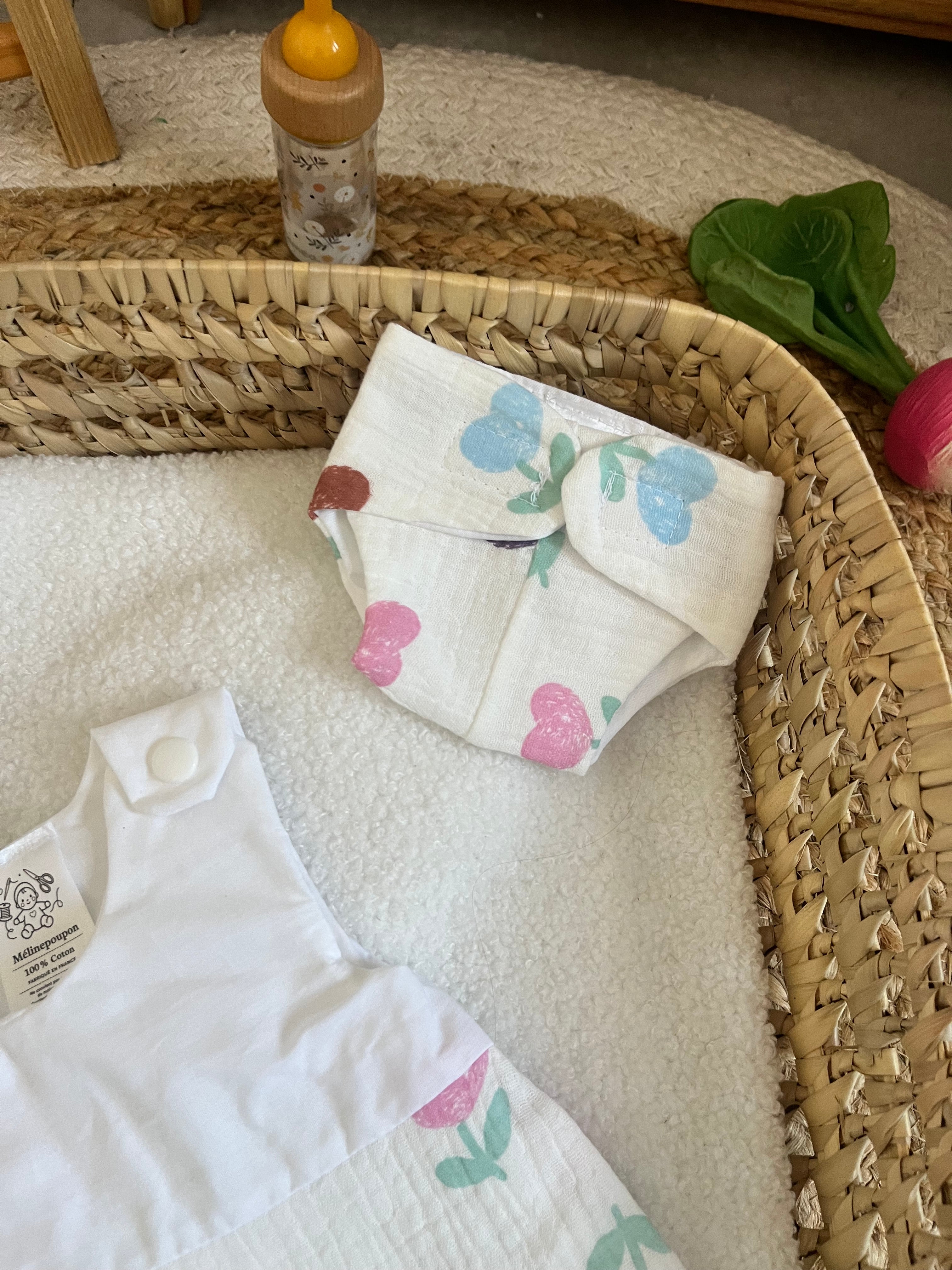 Gigoteuse + couche cœur fleur