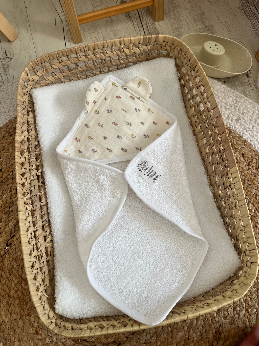 Sortie de bain beige petite fleur