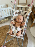 Housse poussette beige fleurs