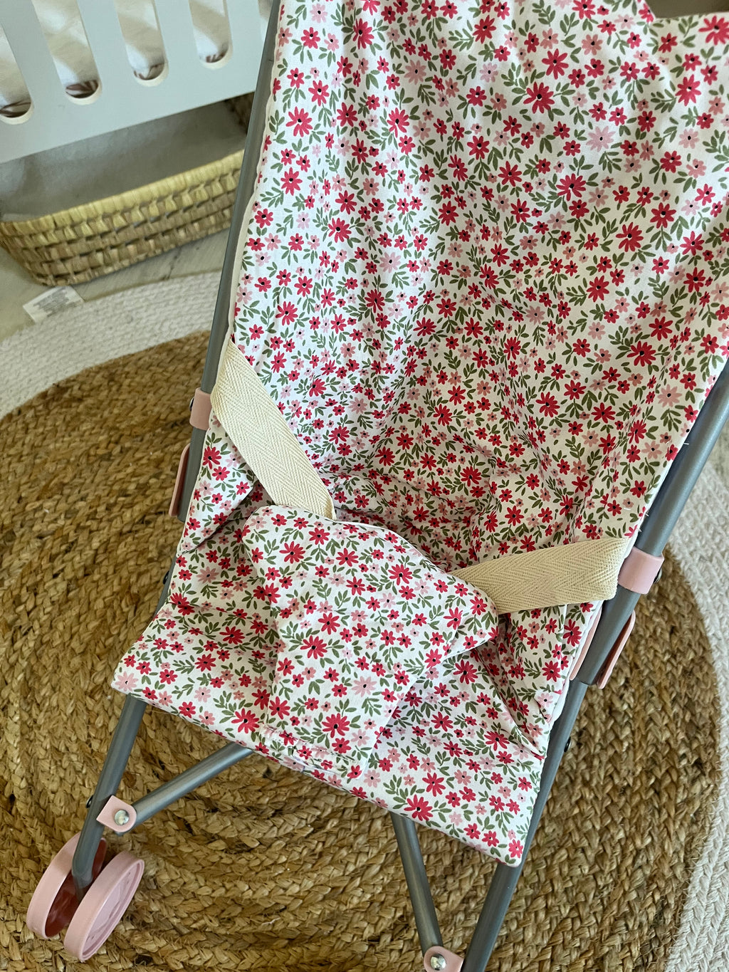 Housse poussette fleuri