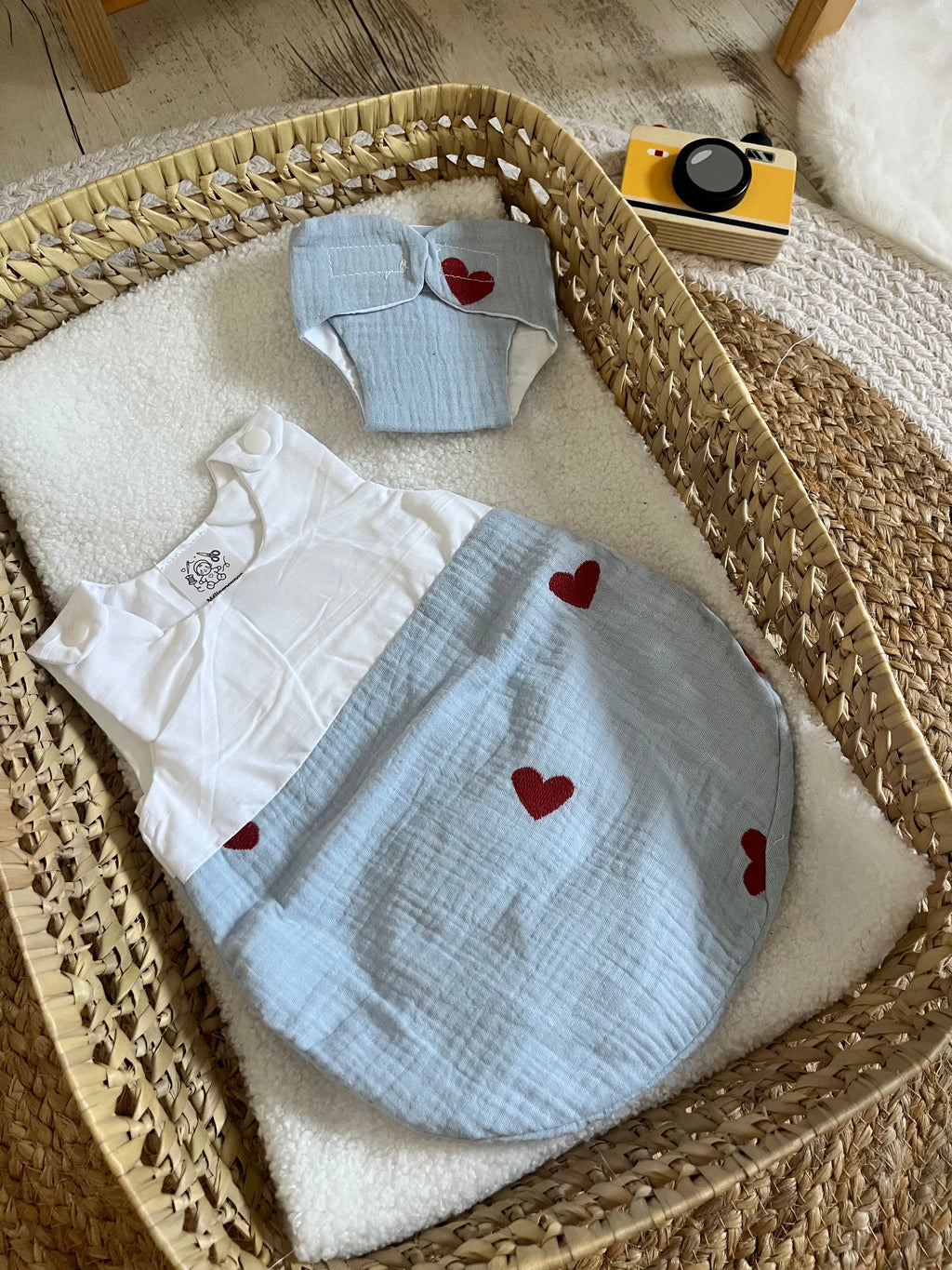 Gigoteuse + couche bleu cœur ❤️