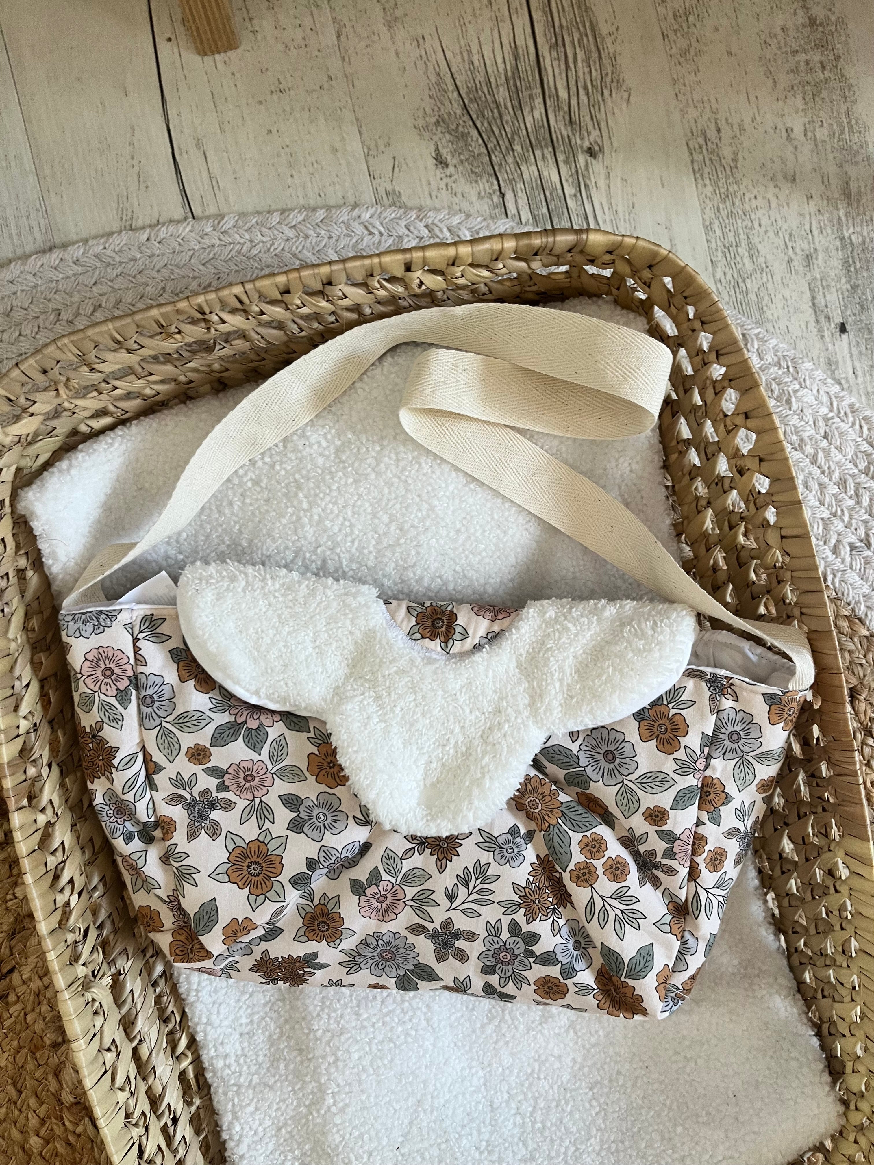 Sac à langer beige fleuri