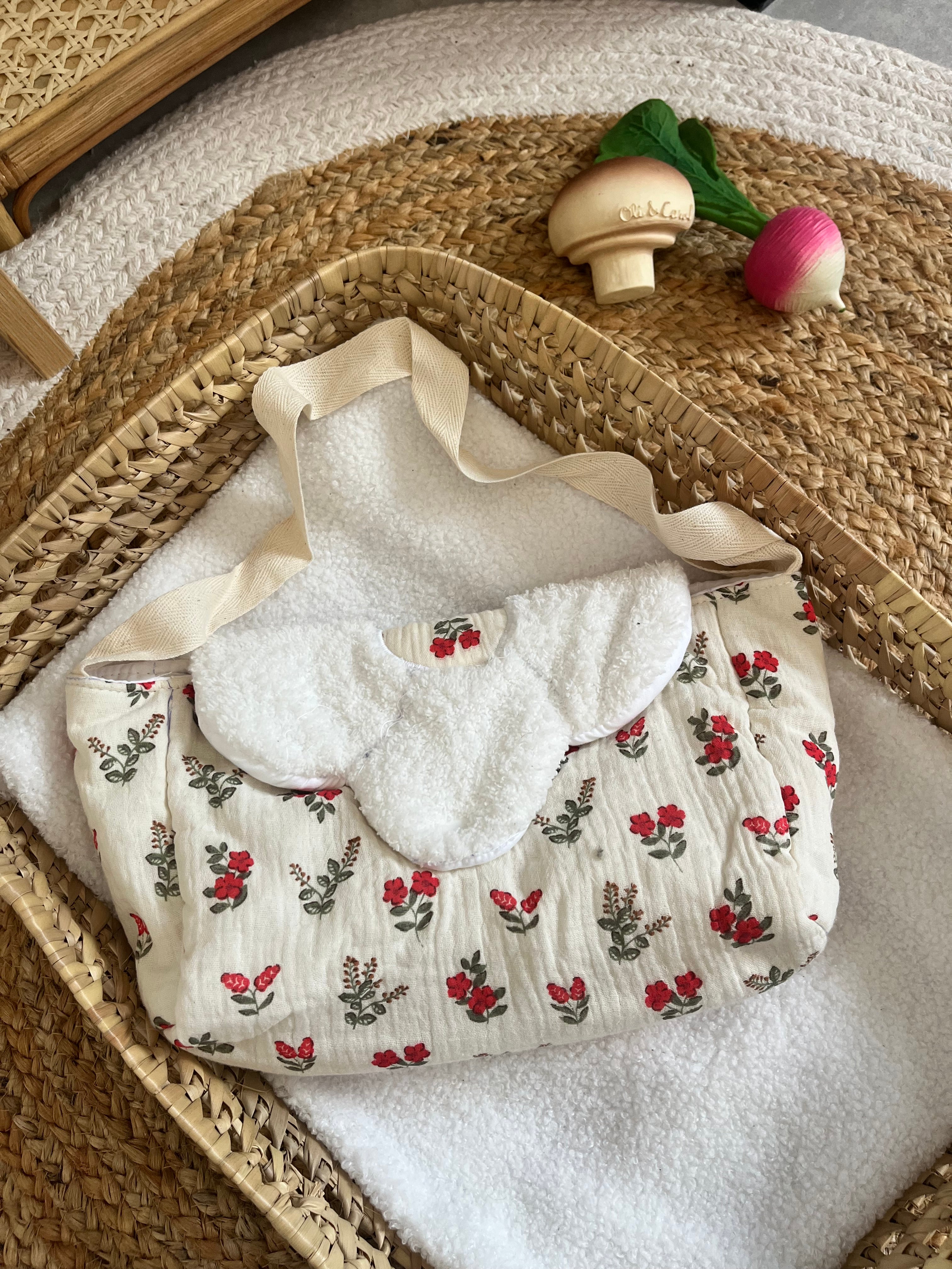 Sac à langer beige rouge