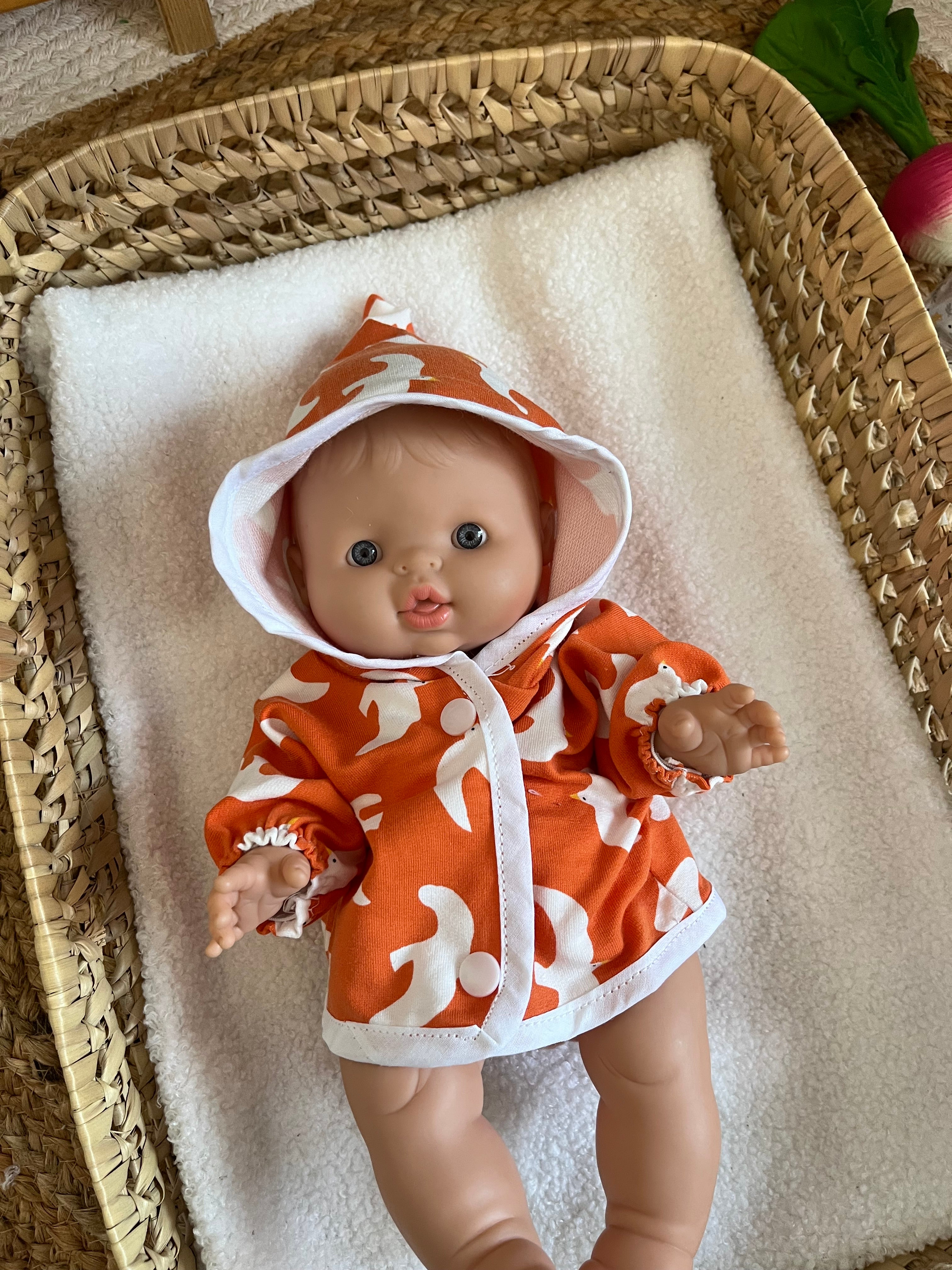 Manteau poupée orange