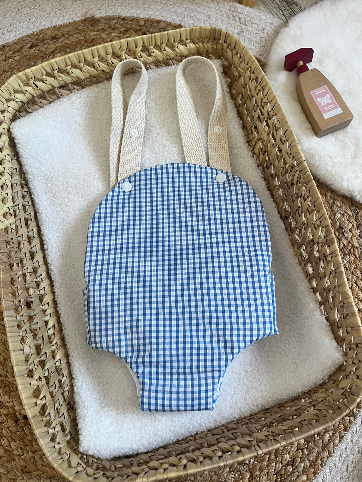 Porte bébé /poupée Vichy bleu