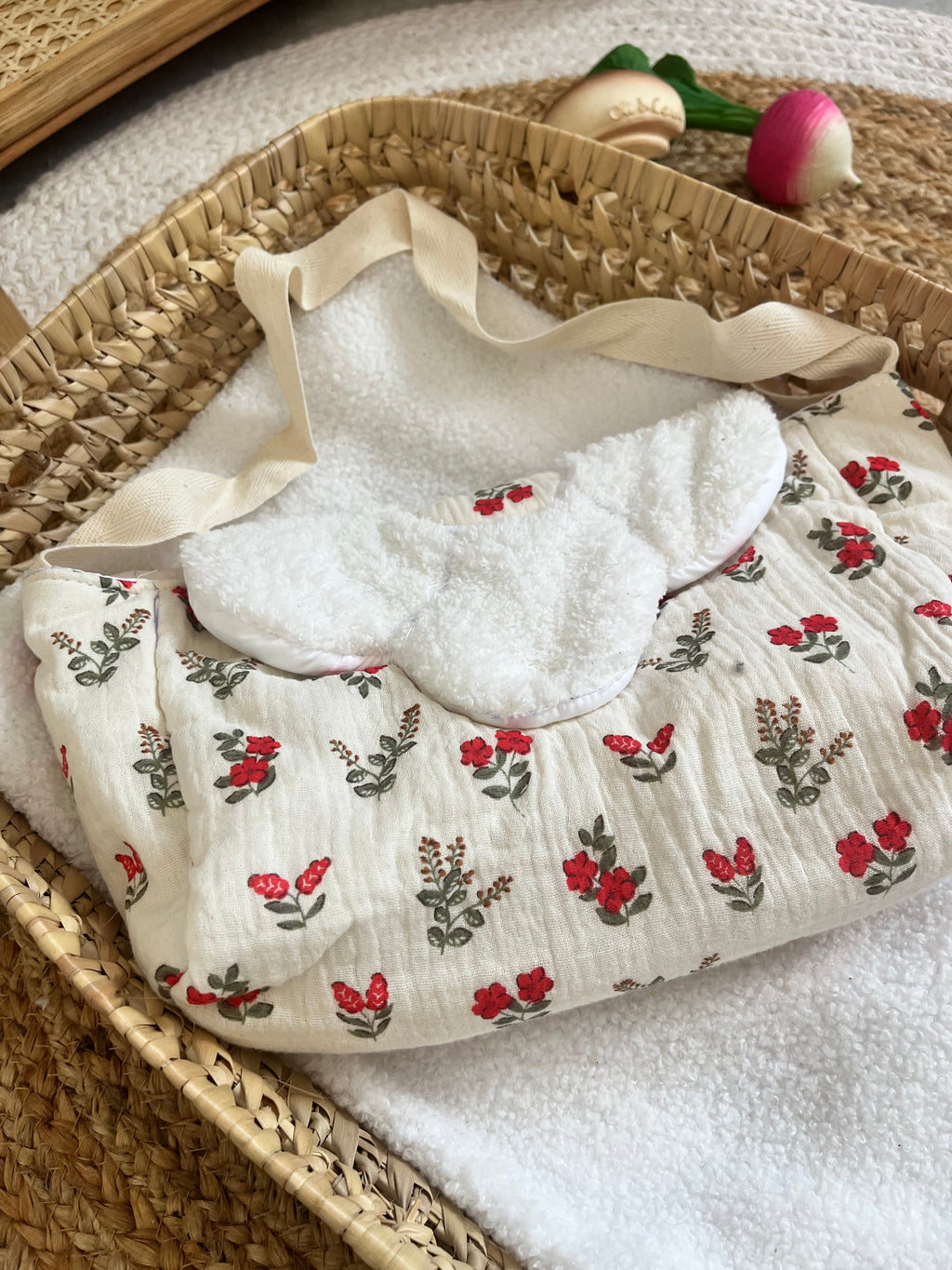 Sac à langer beige rouge